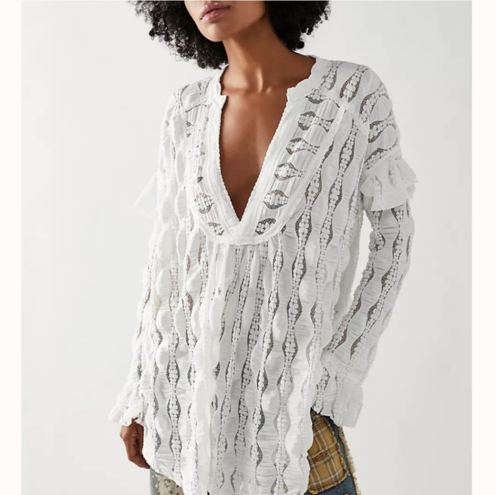 Free People White Lace Blouse